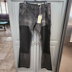 MNML.B118 Flare Work Denim Jeans In Black Mens Size 31